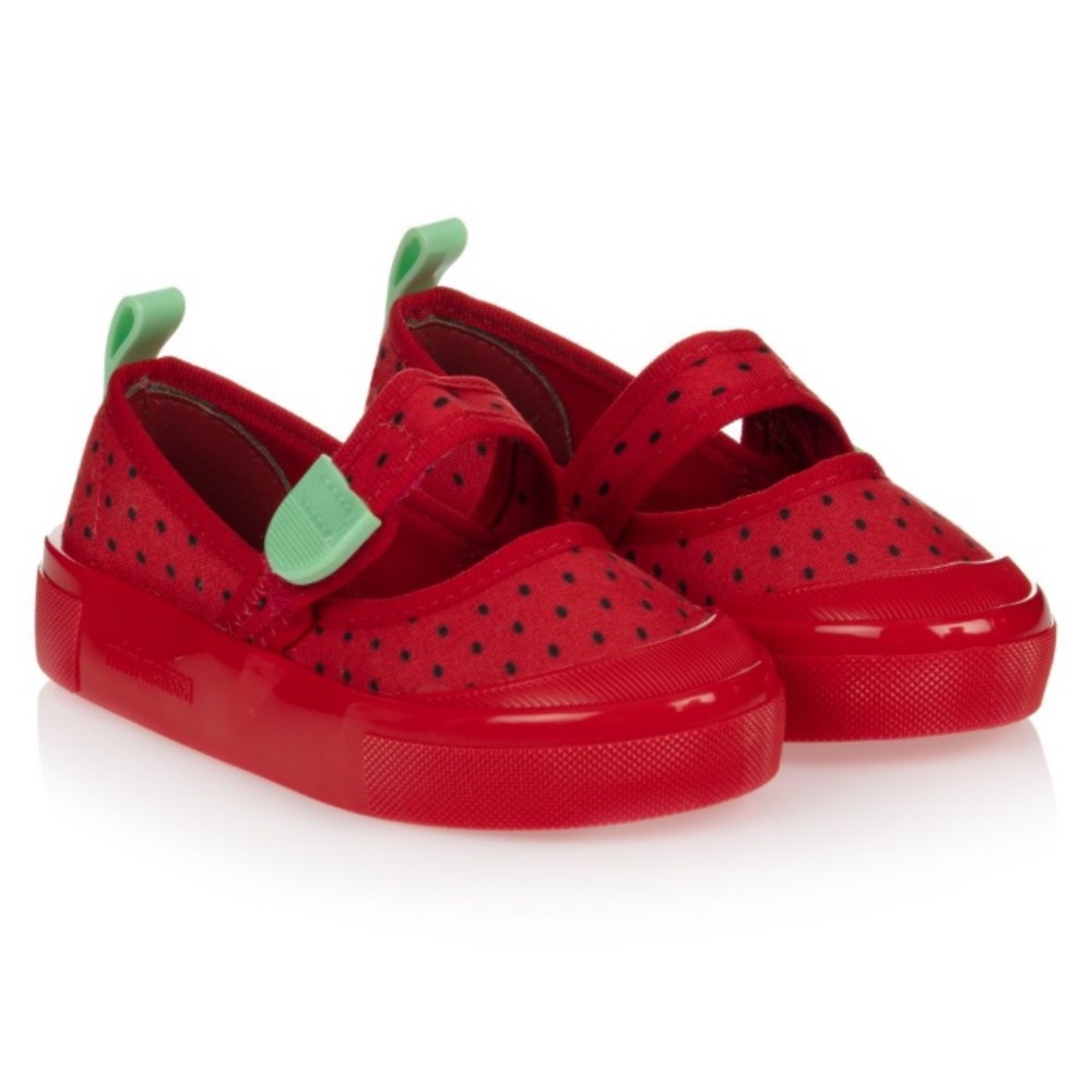 Mini Melissa - Red Canvas Strawberry Shoes - Size 6